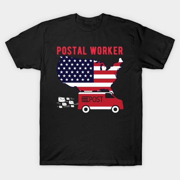 Patriotic postal worker American Flag T-Shirt by FabulousDesigns